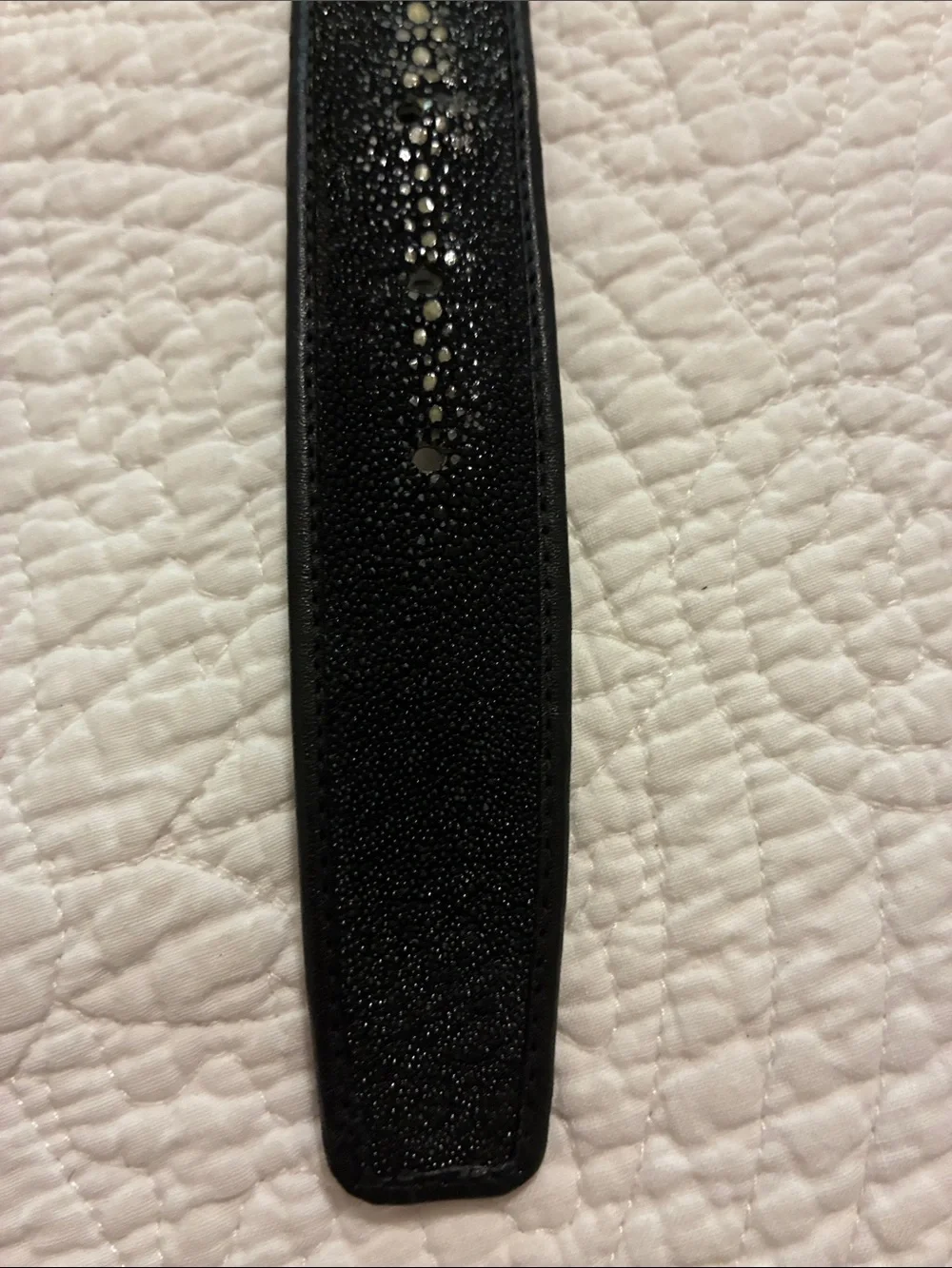 Black genuine stingray Belt with Silver Buckle AND stingray wallet